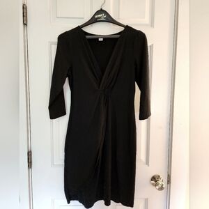 Sundance faux wrap dress black size large classic cotton modal office